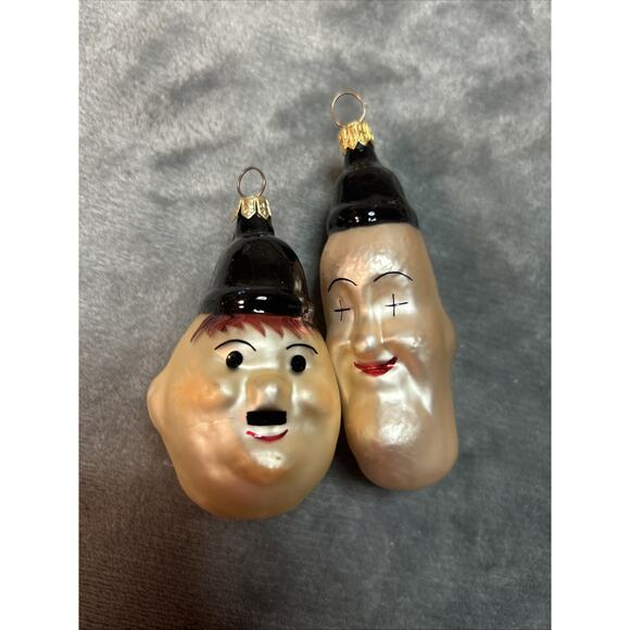 Christopher Radko 1995 Laurel & Hardy Pair Glass Ornament - Picture 1 of 8